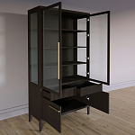 Витрина Primo со стеклянными фасадами и буфетом шпон Темный орех варинант исполнения - 4 | Loft Concept в Уфе