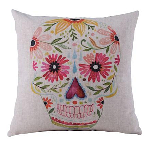 Подушка розовый череп