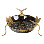 Блюдо черного цвета из фрафора на бронзовых ножках в виде стрекоз Eden Garden варинант исполнения - 2 | Loft Concept в Уфе