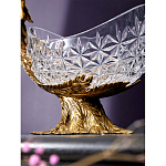 Чаша из прозрачного стекла на бронзовой подставке в виде павлина с рельефным хвостом Eden Garden варинант исполнения - 5 | Loft Concept в Уфе