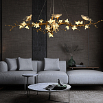 Люстра в виде золотой ветки с цветами и птичками Marvelous Garden варинант исполнения - 3 | Loft Concept в Уфе