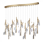 Люстра с золотистыми трубками и прозрачными стеклянными листьями на подвесах Sylva  варинант исполнения - 3 | Loft Concept в Уфе