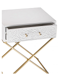 Приставной столик с выдвижным ящиком  White Table Carved Pattern варинант исполнения - 2 | Loft Concept в Уфе