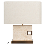 Настольная лампа с прямоугольным основанием из натурального камня c тканевым абажуром Lapis Tiburtinus варинант исполнения - 1 | Loft Concept в Уфе