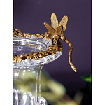 Ваза из прозрачного стекла на бронзовой подставке с ободком и ручками в виде стрекоз Eden Garden варинант исполнения - 3 | Loft Concept в Уфе