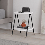 Стол приставной с 2-мя круглыми белыми столешницами ESSEL SIDE TABLE WHITE варинант исполнения - 4 | Loft Concept в Уфе