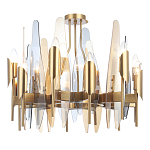 Люстра с вертикальными стеклянными элементами и металлическим каркасом цвета Латунь Vertical Glass варинант исполнения - 2 | Loft Concept в Уфе
