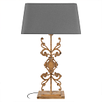 Настольная лампа на ажурном чугунном основании с серым абажуром Openwork Lamp варинант исполнения - 1 | Loft Concept в Уфе