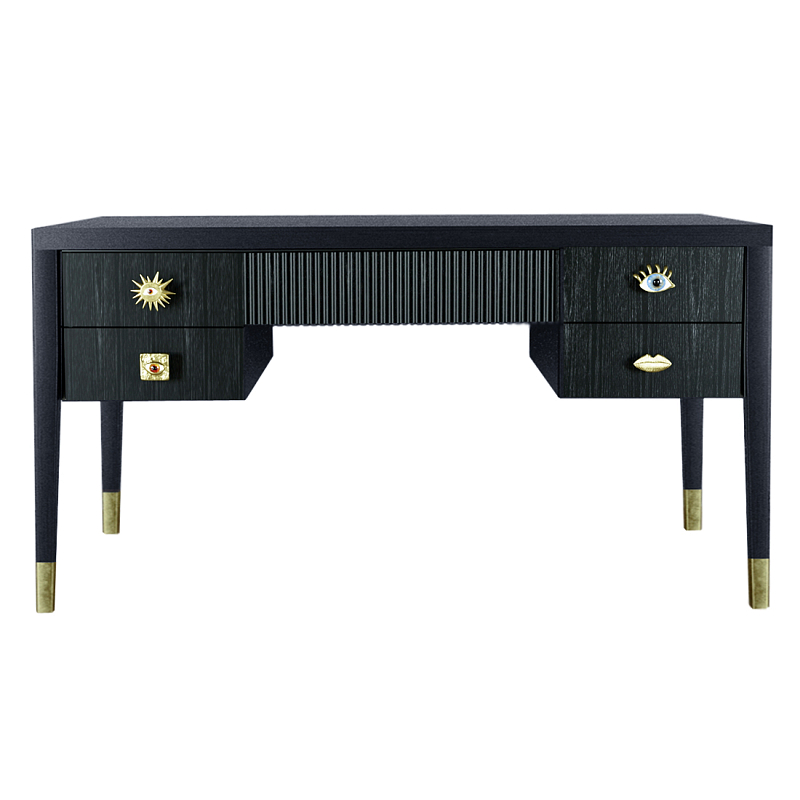 Письменный стол с 4-мя ящиками Elsa Dreams Black  Черный в Уфе | Loft Concept 