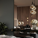 Настольная лампа с черным основанием и золотистым декором Bruno варинант исполнения - 5 | Loft Concept в Уфе