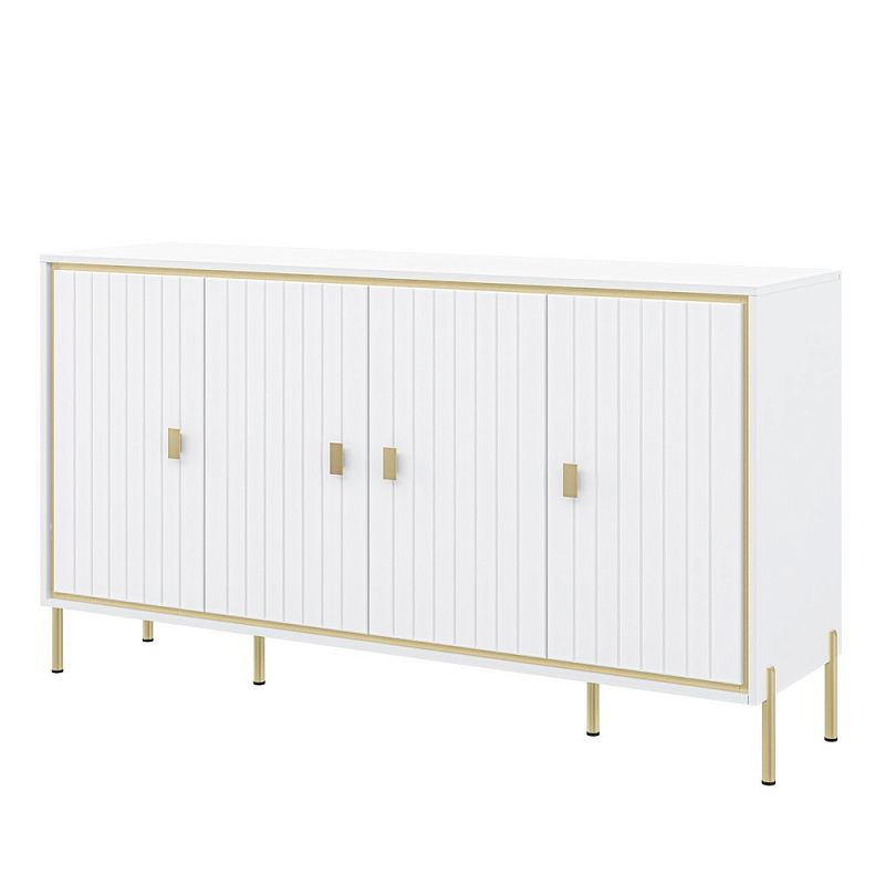 Консоль четырёхдверная с полками Antique Order Белый Золотой в Уфе | Loft Concept 