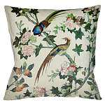 Подушка декоративная с изображением птицы в саду Beige Chinoiserie Birds in the Rose Garden Cushion варинант исполнения - 1 | Loft Concept в Уфе
