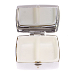 Таблетница карманная квадратная с 2-мя отделениями с зеркалом и накладкой из натурального камня Пегматит Silver Stone Pillboxes варинант исполнения - 3 | Loft Concept в Уфе