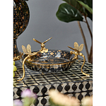 Блюдо черного цвета из фрафора на бронзовых ножках в виде стрекоз Eden Garden варинант исполнения - 3 | Loft Concept в Уфе