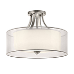 Потолочный светильник с двойным цилиндрическим плафоном из белого стекла и прозрачной органзы Kichler варинант исполнения - 12 | Loft Concept в Уфе