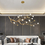 Люстра в виде золотой ветки с цветами Glass Flower Pendant Light варинант исполнения - 4 | Loft Concept в Уфе