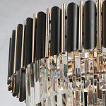 Люстра из черного металла с многоярусными подвесками из прозрачного хрусталя на золотой цепи Empire Black Chandelier Crystal варинант исполнения - 10 | Loft Concept в Уфе