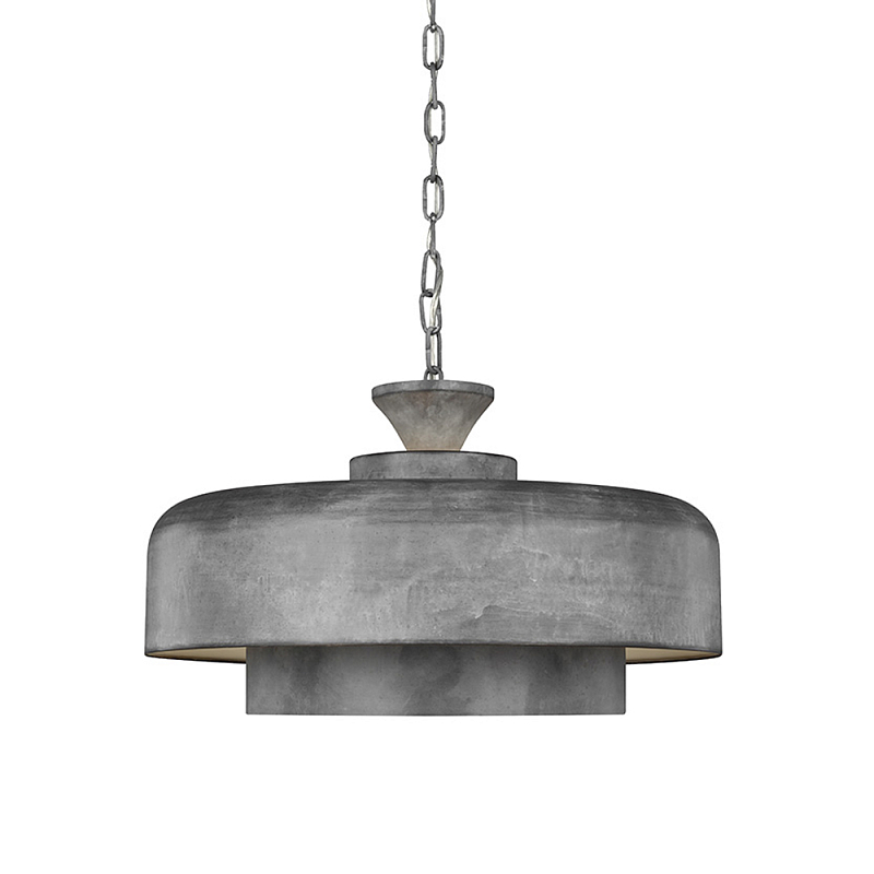 Подвесной светильник с массивным круглым стальным плафоном серого цвета в индустриальном стиле на цепи Feiss Цинк Графит в Уфе | Loft Concept 