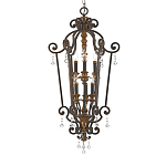 Люстра бронзового цвета с 6-ю лампами и стеклянными подвесками в классическом стиле Quoizel варинант исполнения - 1 | Loft Concept в Уфе