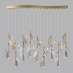 Люстра с золотистыми трубками и прозрачными стеклянными листьями на подвесах Sylva  варинант исполнения - 4 | Loft Concept в Уфе