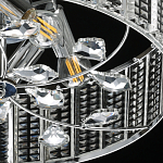 Люстра круглая на цепи цвета хром с прозрачными рельефными хрустальными пластинами Textured Glass Chandelier варинант исполнения - 7 | Loft Concept в Уфе