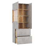 Шкаф-витрина двухдверная с фасадом цвета серый бетон Grace of Furniture варинант исполнения - 3 | Loft Concept в Уфе