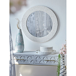 Зеркало круглое инкрустированное раковинами устриц Bone Inlay Dome Mirror White варинант исполнения - 2 | Loft Concept в Уфе