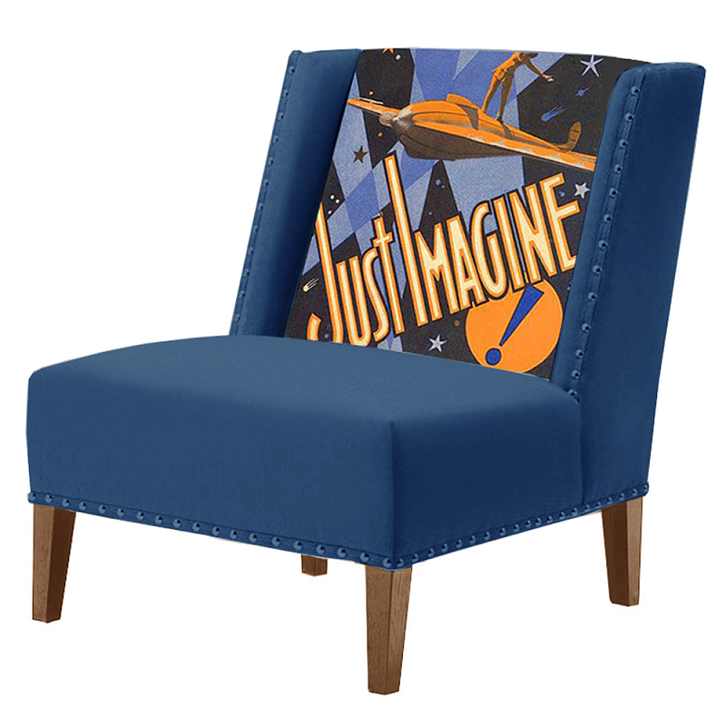 FUN Armchair Just Imagine Dark blue Дизайнерское кресло с цветным принтом Сапфирово-синий в Уфе | Loft Concept 