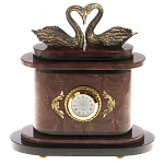 Часы настольные из натурального камня с декором в виде двух лебедей Swans Stone Clock варинант исполнения - 5 | Loft Concept в Уфе