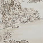 Обои ручная роспись A Thousand Li of Rivers and Mountains Special Colourway on Bleached White dyed silk 2 варинант исполнения - 1 | Loft Concept в Уфе