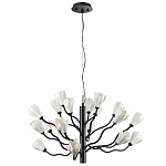 Люстра подвесная черного цвета с ветвями и белыми фарфоровыми цветами Floralis варинант исполнения - 7 | Loft Concept в Уфе