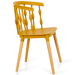 Пластиковый стул на ножках из массива бука Ferret Spiral Mustard варинант исполнения - 3 | Loft Concept в Уфе