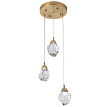 Подвесной светильник с 3-мя хрустальными плафонами Esme Crystal Brass Trio Hanging lamp варинант исполнения - 3 | Loft Concept в Уфе