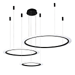 Люстра подвесная светодиодная с тремя черными кольцами и пультом управления Ring Horizontal варинант исполнения - 2 | Loft Concept в Уфе