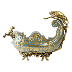 Чаша голубого цвета с оранментом и и бронзовыми фигурами леопардов Eden Garden варинант исполнения - 3 | Loft Concept в Уфе