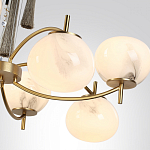 Люстра подвесная с 8-ю шарообразными плафонами из белого стекла с подвесками из камня и кисточками Agatelle варинант исполнения - 6 | Loft Concept в Уфе