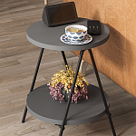 Стол приставной с 2-мя круглыми столешницами цвета антрацит ESSEL SIDE TABLE ANTHRACITE варинант исполнения - 7 | Loft Concept в Уфе