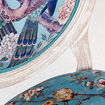 Барный стул из массива бука с изображением птиц и цветов Turquoise Beige Chinoiserie Garden Chair варинант исполнения - 3 | Loft Concept в Уфе