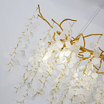 Люстра подвесная с золотистыми ветками и стеклянными подвесками в виде листьев Длина 80 см FAIRYTREE Light варинант исполнения - 4 | Loft Concept в Уфе