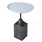 Кофейный столик с круглой столешницей и мраморным основанием Steel Reliability варинант исполнения - 2 | Loft Concept в Уфе