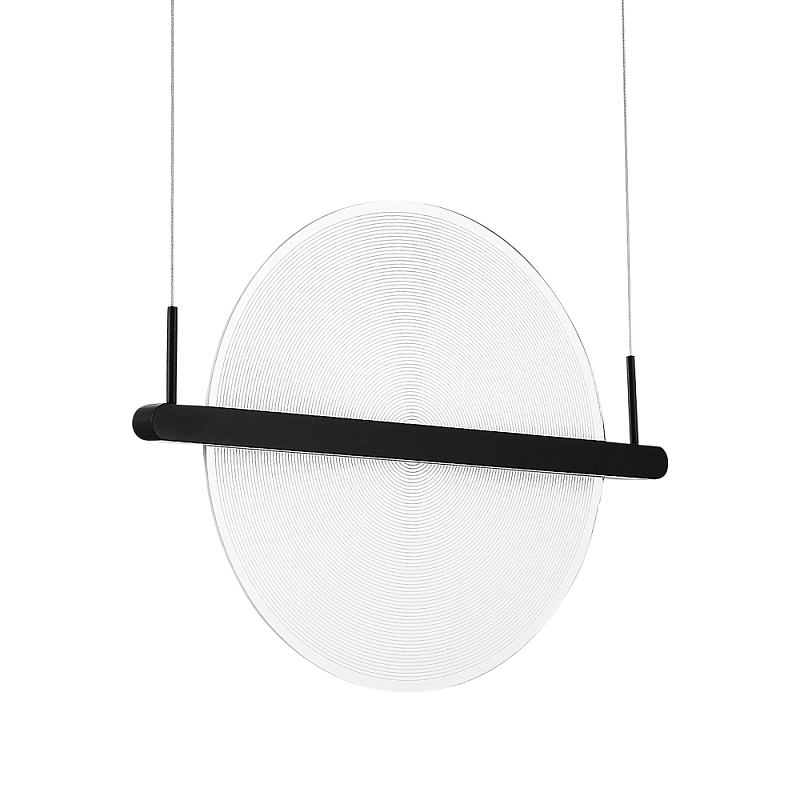 Светодиодный подвесной светильник круглой формы с металлическим черным каркасом Marble Glow Прозрачный Черный в Уфе | Loft Concept 