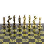 Шахматы Ренессанс из бронзы с доской из натурального камня Змеевик Decorative Thematic Chess варинант исполнения - 4 | Loft Concept в Уфе