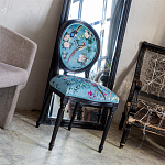 Стул из массива бука бирюзовый с изображением птиц и цветов Turquoise Chinoiserie Birds Garden Chair варинант исполнения - 7 | Loft Concept в Уфе