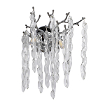 Бра цвета хром с ветвями и прозрачными стеклянными подвесками в виде вытянутых спиральных капель Droplet Chandelier варинант исполнения - 1 | Loft Concept в Уфе