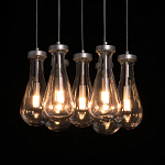 Люстра с 7-ю прозрачными плафонами из стекла в форме капли на круглом потолочном основании цвета хром Lucid Rain  варинант исполнения - 5 | Loft Concept в Уфе