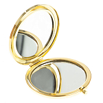 Зеркало карманное двухстороннее круглое из натурального камня Серафинит в подарочной упаковке Gold Stone Mirrors варинант исполнения - 2 | Loft Concept в Уфе