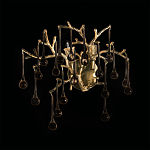 Бра в форме ветвей деревьев золотого цвета с прозрачными подвесками-каплями Droplet Bra варинант исполнения - 4 | Loft Concept в Уфе