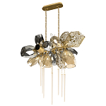 Люстра подвесная с 18-ю стеклянными плафонами с вертикальными подвесками Gilded Mirage  варинант исполнения - 5 | Loft Concept в Уфе