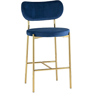 Барный Стул Alfie Chair Золотые ножки Синий Велюр