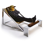 Дизайнерское кресло на металлическом каркасе с подставкой для ног Poltronova Mies Armchair варинант исполнения - 2 | Loft Concept в Уфе